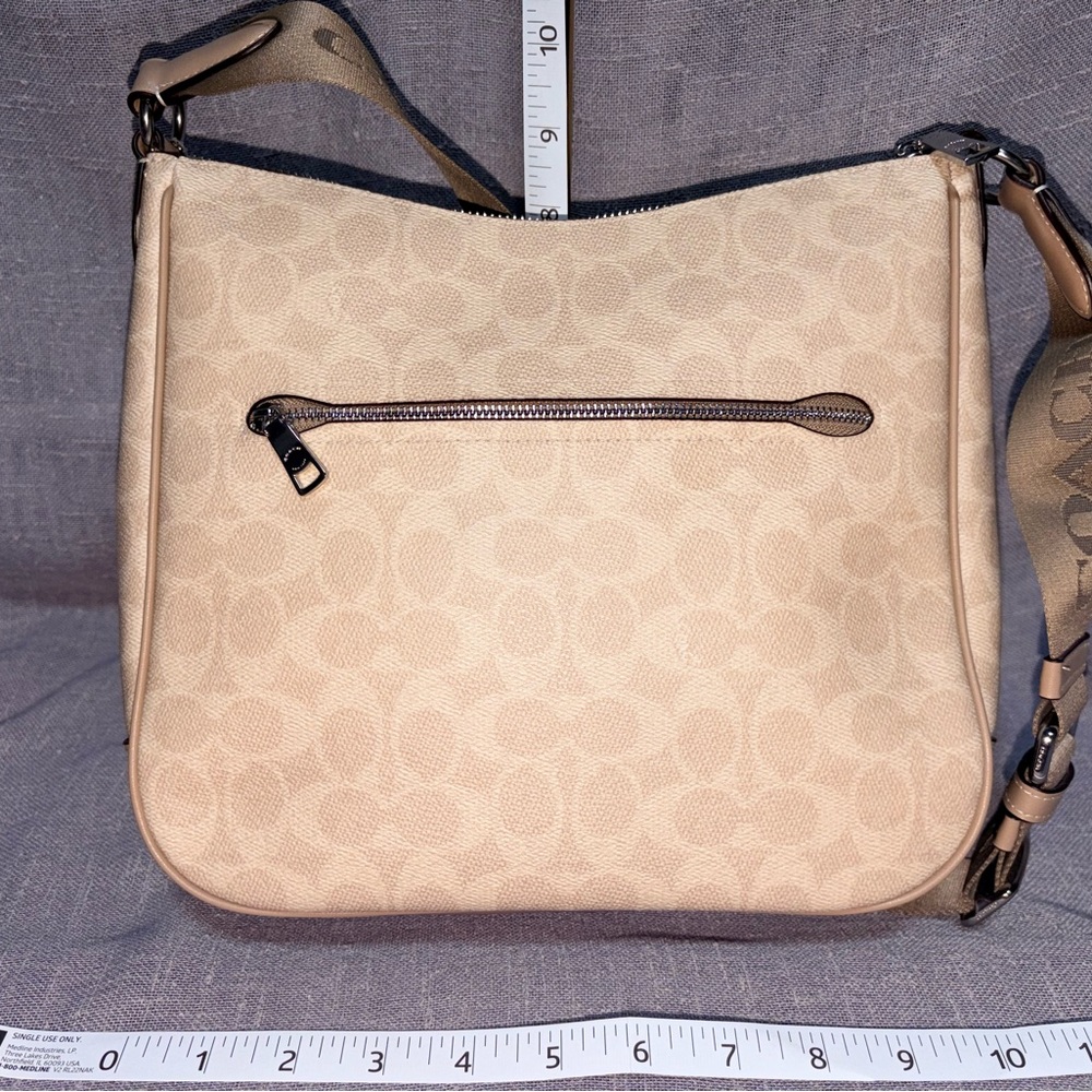 Coach Beige Signature Canvas Shoulder Bag with Logo Strap - Picture 2 of 5